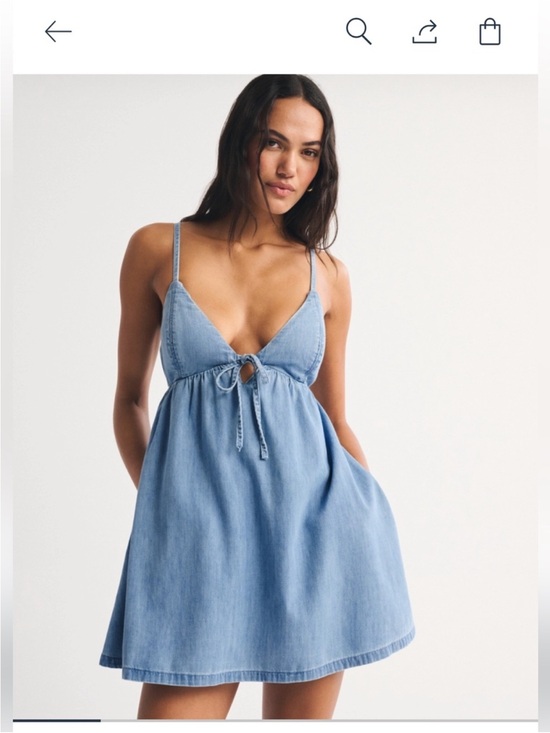 Abercrombie & Fitch Dresses & Skirts - Abercrombie & Fitch Light Blue Denim Tie-Front Mini Dress